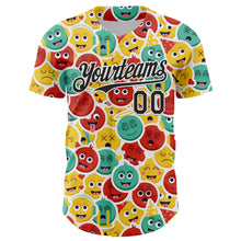 Laden Sie das Bild in den Galerie-Viewer, Custom White Black 3D Pattern Design Funny Cartoon Emoji Face Authentic Baseball Jersey