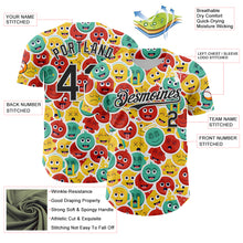 Laden Sie das Bild in den Galerie-Viewer, Custom White Black 3D Pattern Design Funny Cartoon Emoji Face Authentic Baseball Jersey