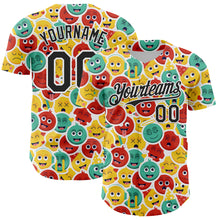 Laden Sie das Bild in den Galerie-Viewer, Custom White Black 3D Pattern Design Funny Cartoon Emoji Face Authentic Baseball Jersey