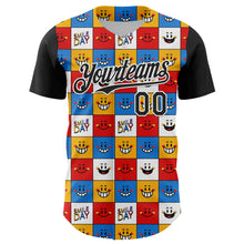 Laden Sie das Bild in den Galerie-Viewer, Custom White Black 3D Pattern Design Funny Cartoon Emoji Smile Face Authentic Baseball Jersey