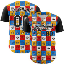 Laden Sie das Bild in den Galerie-Viewer, Custom White Black 3D Pattern Design Funny Cartoon Emoji Smile Face Authentic Baseball Jersey