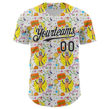 Laden Sie das Bild in den Galerie-Viewer, Custom White Black 3D Pattern Design Funny Cartoon Food Dessert Ice Ceam Authentic Baseball Jersey