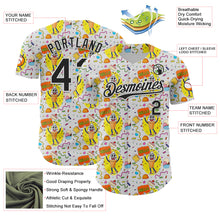 Laden Sie das Bild in den Galerie-Viewer, Custom White Black 3D Pattern Design Funny Cartoon Food Dessert Ice Ceam Authentic Baseball Jersey