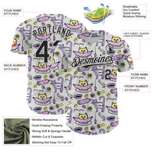 Load image into Gallery viewer, Custom White Black 3D Pattern Design Funny Cartoon Animal Cat And Dog Authentic Baseball Jersey