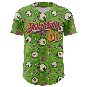 Custom Green Bay Orange-Purple 3D Pattern Design Funny Cartoon Monster Authentic Baseball Jersey