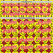 Laden Sie das Bild in den Galerie-Viewer, Custom Fire Red White 3D Pattern Design Funny Cartoon Emoji Smile Face Authentic Baseball Jersey