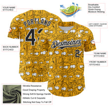 Laden Sie das Bild in den Galerie-Viewer, Custom Gold Black-White 3D Pattern Design Funny Cartoon People Authentic Baseball Jersey