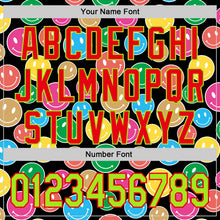 Load image into Gallery viewer, Custom Black Neon Green-Fire Red 3D Pattern Design Funny Cartoon Emoji Smile Face Authentic Baseball Jersey