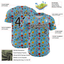 Charger l'image dans la galerie, Custom Sky Blue Black-White 3D Pattern Design Funny Cartoon Emoji Authentic Baseball Jersey