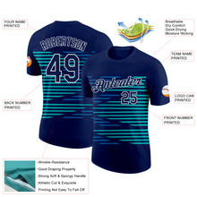 Laden Sie das Bild in den Galerie-Viewer, Custom Navy Blue-Aqua 3D Esports Performance T-Shirt