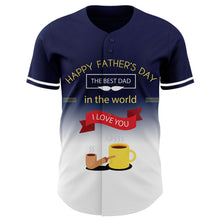 Загрузить изображение в средство просмотра галереи, Custom Navy White-Blue 3D Pattern Design Father's Day Fade Authentic Baseball Jersey