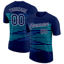 Laden Sie das Bild in den Galerie-Viewer, Custom Navy Blue-Aqua 3D Esports Performance T-Shirt