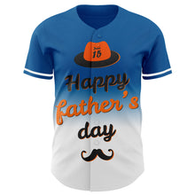 Load image into Gallery viewer, Custom Blue Black-Orange 3D Pattern Design Father's Day Fade Authentic Baseball Jersey