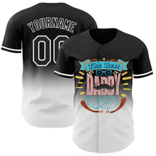Load image into Gallery viewer, Custom Black White 3D Pattern Design Father's Day Fade Authentic Baseball Jersey