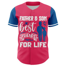 Charger l'image dans la galerie, Custom Neon Pink White-Blue 3D Pattern Design Father's Day Family Love Authentic Baseball Jersey