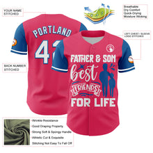 Charger l'image dans la galerie, Custom Neon Pink White-Blue 3D Pattern Design Father's Day Family Love Authentic Baseball Jersey