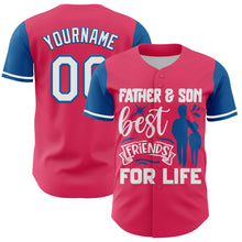 Charger l'image dans la galerie, Custom Neon Pink White-Blue 3D Pattern Design Father's Day Family Love Authentic Baseball Jersey