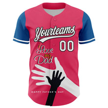 Charger l'image dans la galerie, Custom Neon Pink White-Blue 3D Pattern Design Father's Day Family Love Authentic Baseball Jersey
