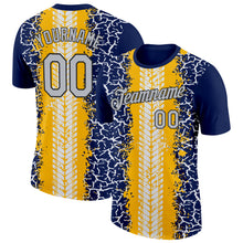 Laden Sie das Bild in den Galerie-Viewer, Custom Navy Light Gray Gold-Black 3D Esports Performance T-Shirt