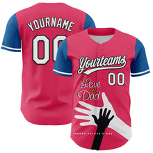 Charger l'image dans la galerie, Custom Neon Pink White-Blue 3D Pattern Design Father's Day Family Love Authentic Baseball Jersey