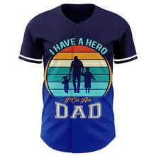 Laden Sie das Bild in den Galerie-Viewer, Custom Navy Thunder Blue-White 3D Pattern Design Father's Day Family Love Fade Authentic Baseball Jersey