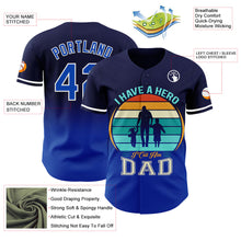 Laden Sie das Bild in den Galerie-Viewer, Custom Navy Thunder Blue-White 3D Pattern Design Father's Day Family Love Fade Authentic Baseball Jersey