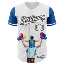 Laden Sie das Bild in den Galerie-Viewer, Custom White Thunder Blue-Black 3D Pattern Design Father's Day Family Love Authentic Baseball Jersey