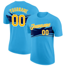 Load image into Gallery viewer, Custom Sky Blue Gold Navy-Gray 3D Esports Performance T-Shirt