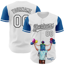 Laden Sie das Bild in den Galerie-Viewer, Custom White Thunder Blue-Black 3D Pattern Design Father's Day Family Love Authentic Baseball Jersey