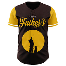 Load image into Gallery viewer, Custom Brown Yellow 3D Pattern Design Father's Day Family Love Authentic Baseball Jersey