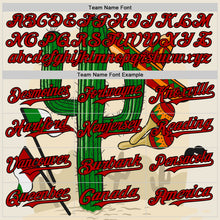 Laden Sie das Bild in den Galerie-Viewer, Custom Cream Red-Black 3D Mexican Festival Cactus Sombrero And Flag Cinco de Mayo Authentic Baseball Jersey