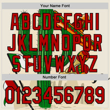 Laden Sie das Bild in den Galerie-Viewer, Custom Cream Red-Black 3D Mexican Festival Cactus Sombrero And Flag Cinco de Mayo Authentic Baseball Jersey