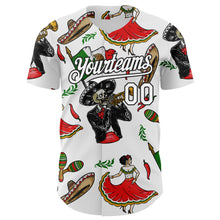Laden Sie das Bild in den Galerie-Viewer, Custom White Black 3D Mexican Festival Skull Cinco de Mayo Authentic Baseball Jersey