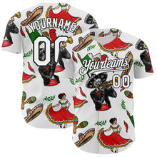 Laden Sie das Bild in den Galerie-Viewer, Custom White Black 3D Mexican Festival Skull Cinco de Mayo Authentic Baseball Jersey