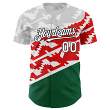 Laden Sie das Bild in den Galerie-Viewer, Custom White Red Kelly Green-Black 3D Mexico Authentic Baseball Jersey