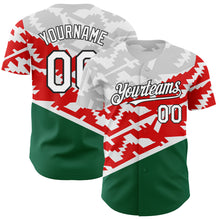 Laden Sie das Bild in den Galerie-Viewer, Custom White Red Kelly Green-Black 3D Mexico Authentic Baseball Jersey