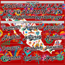 Laden Sie das Bild in den Galerie-Viewer, Custom Red Black-White 3D Mexico Map With Tropical Plant And Animal Authentic Baseball Jersey