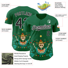 Загрузить изображение в средство просмотра галереи, Custom Kelly Green Black-White 3D Mexican Festival Flower Skull With Sombrero Cinco de Mayo Authentic Baseball Jersey