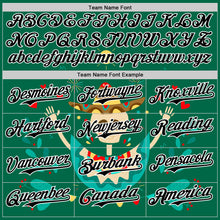 Загрузить изображение в средство просмотра галереи, Custom Kelly Green Black-White 3D Mexican Festival Flower Skull With Sombrero Cinco de Mayo Authentic Baseball Jersey