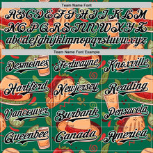 Загрузить изображение в средство просмотра галереи, Custom Kelly Green Black-White 3D Mexican Festival Tacos And Sombrero Cinco de Mayo Authentic Baseball Jersey