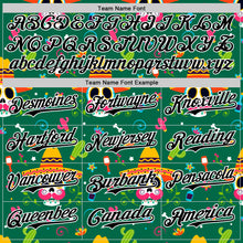 Laden Sie das Bild in den Galerie-Viewer, Custom Kelly Green Black-White 3D Mexican Festival Flower Skull With Sombrero Cinco de Mayo Authentic Baseball Jersey
