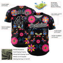 Load image into Gallery viewer, Custom Black White 3D Mexican Festival Flower Cinco de Mayo Authentic Baseball Jersey
