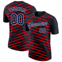 Load image into Gallery viewer, Custom Black Navy-Fire Red 3D Esports Performance T-Shirt