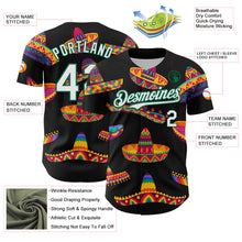 Laden Sie das Bild in den Galerie-Viewer, Custom Black White-Kelly Green 3D Mexican Festival Sombrero Cinco de Mayo Authentic Baseball Jersey