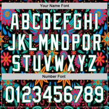 Load image into Gallery viewer, Custom Black White-Kelly Green 3D Mexican Festival Flower Cinco de Mayo Authentic Baseball Jersey