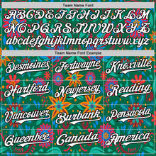 Laden Sie das Bild in den Galerie-Viewer, Custom Kelly Green White-Black 3D Mexican Festival Flower Cinco de Mayo Authentic Baseball Jersey