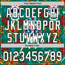 Charger l'image dans la galerie, Custom Kelly Green White-Black 3D Mexican Festival Flower And Skull Cinco de Mayo Authentic Baseball Jersey