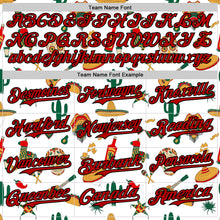 Load image into Gallery viewer, Custom White Red-Black 3D Mexican Festival Cactus Skull Sombrero Cinco de Mayo Authentic Baseball Jersey