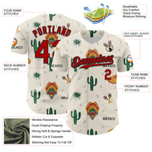 Load image into Gallery viewer, Custom Cream Red-Black 3D Mexican Festival Cactus And Sombrero Cinco de Mayo Authentic Baseball Jersey