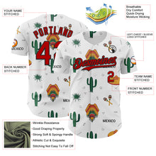 Load image into Gallery viewer, Custom White Red-Black 3D Mexican Festival Cactus And Sombrero Cinco de Mayo Authentic Baseball Jersey